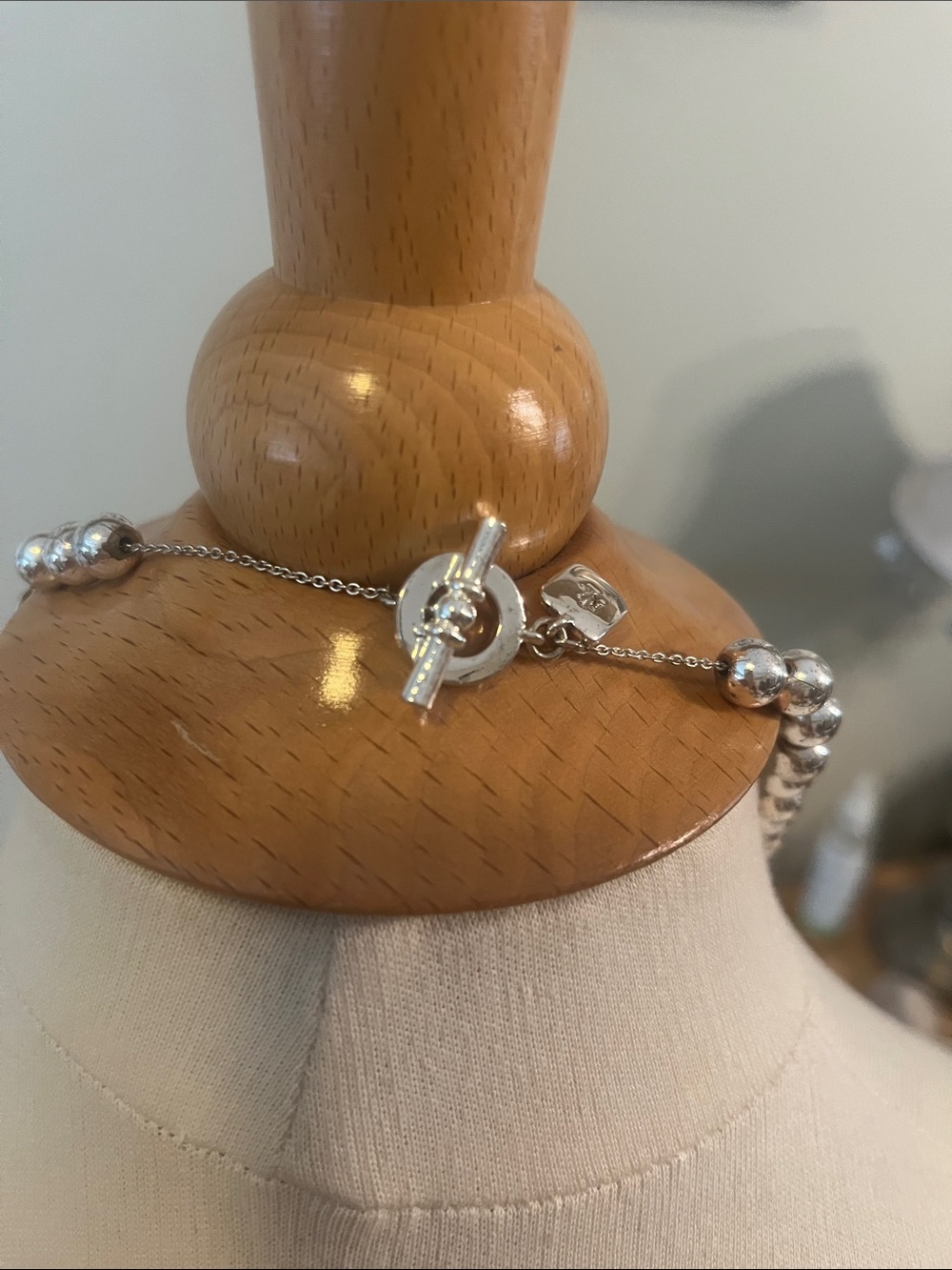 RL Ralph Lauren Silver Tone Bead Necklace - Vintage Women's Jewelry - Picture 2 of 7